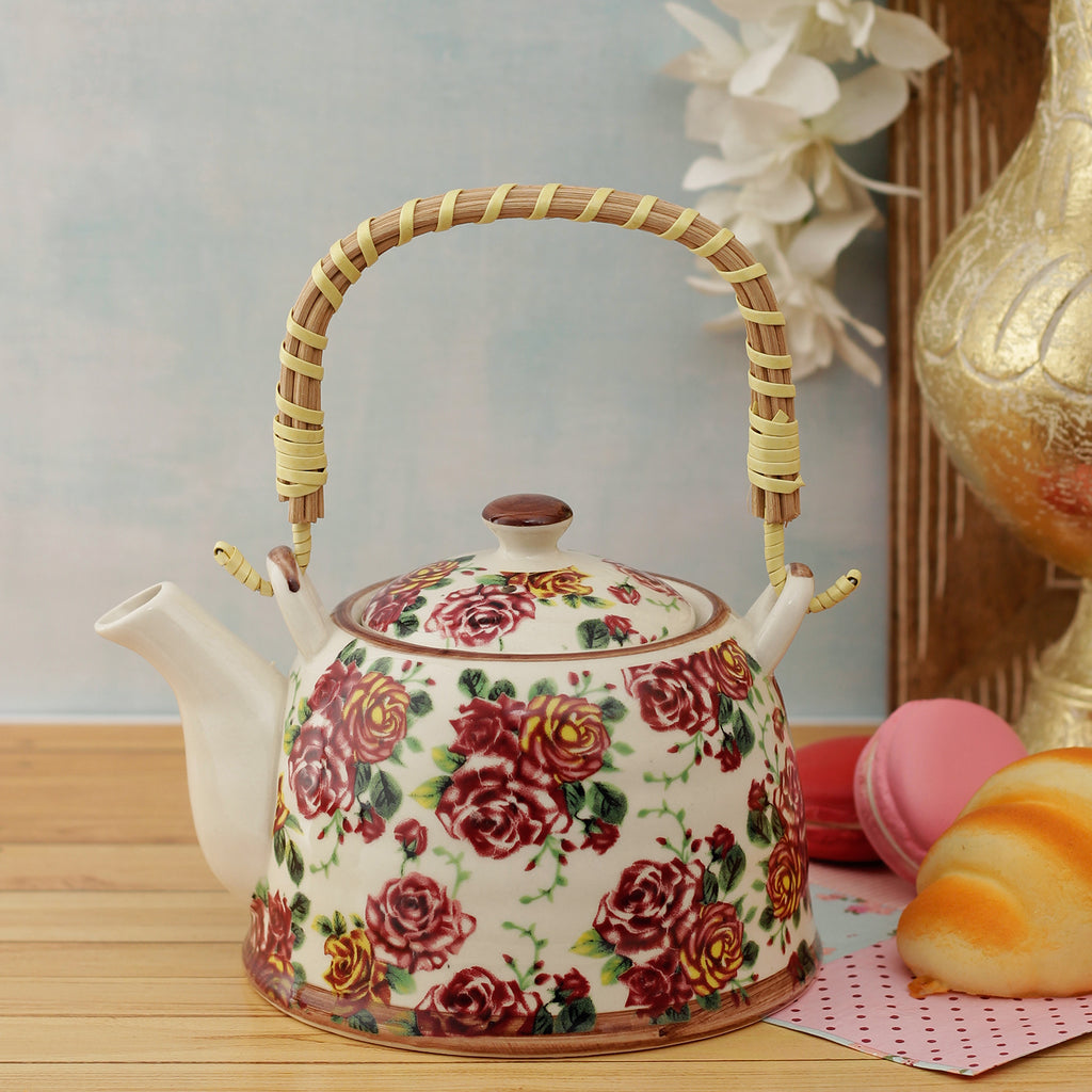 Vintage Roses Ceramic Tea Pot