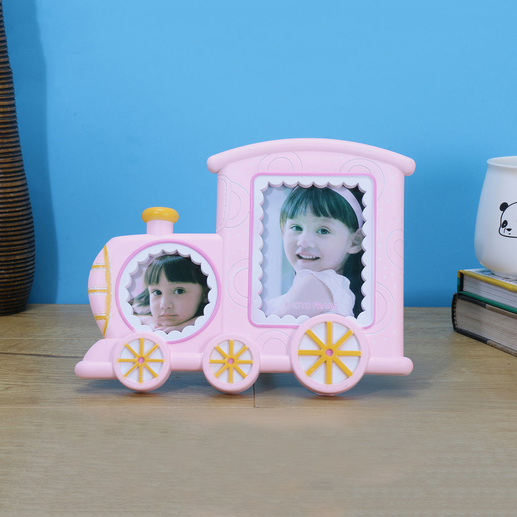 Cute Train 2-Photo Frame - Pink