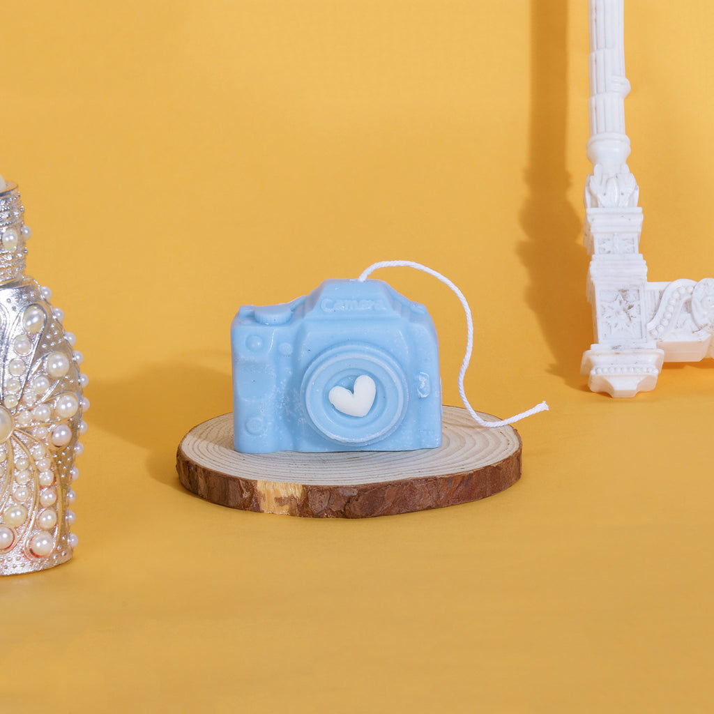 Blue Camera Candle