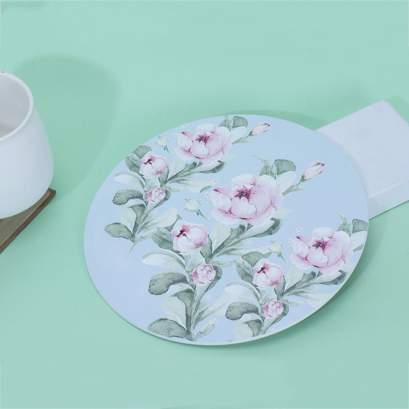 Floral Wooden Trivet - Blue