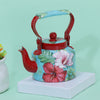 Green & Red Floral Metal Kettle