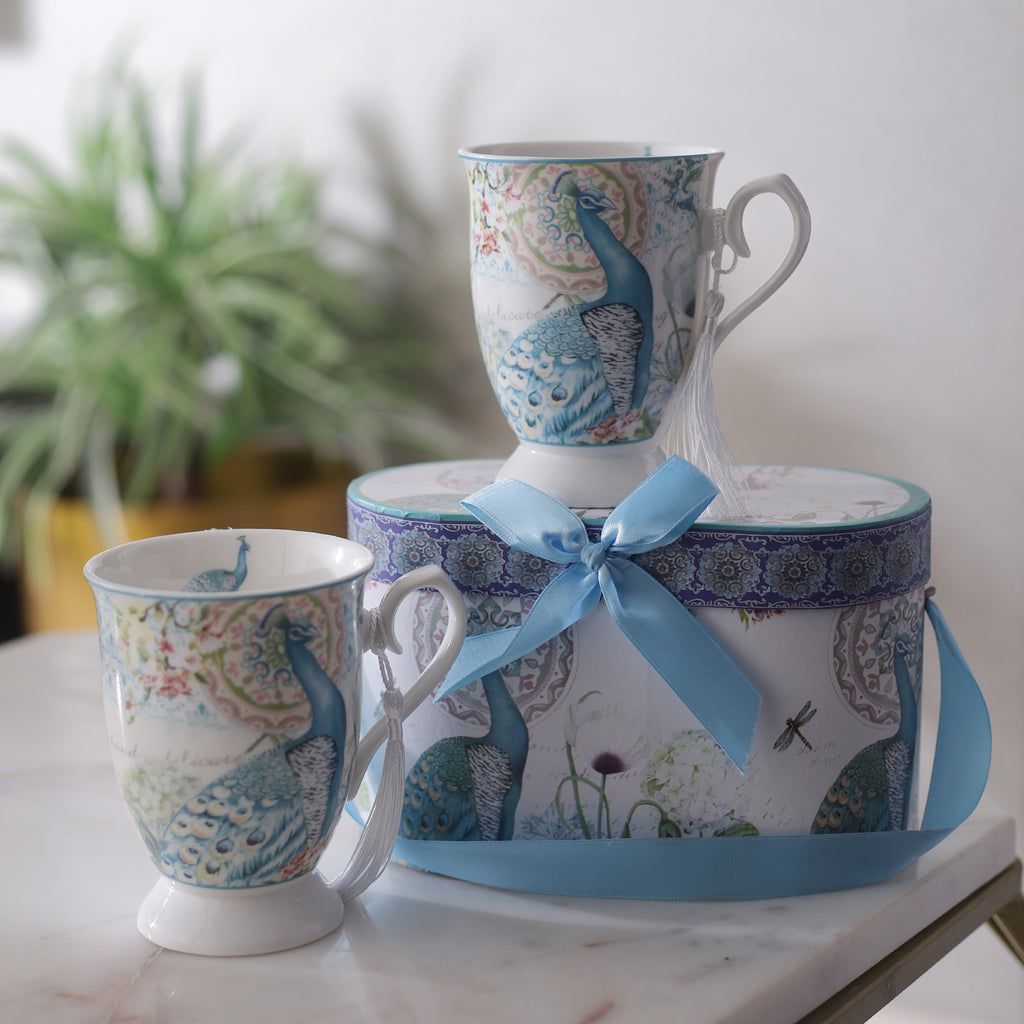 Royal Peacock Teacups (Set of 2)