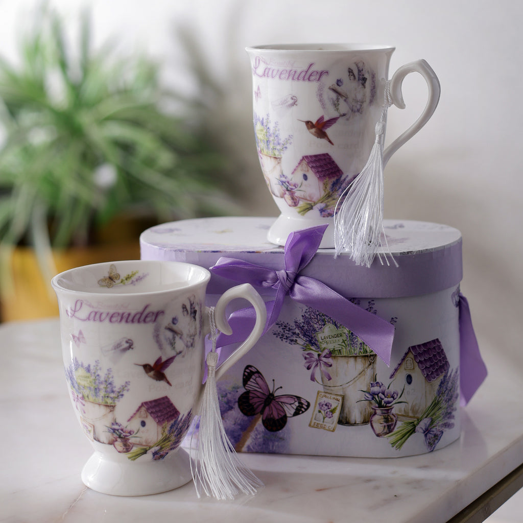 Country Lavender Teacups (Set of 2)