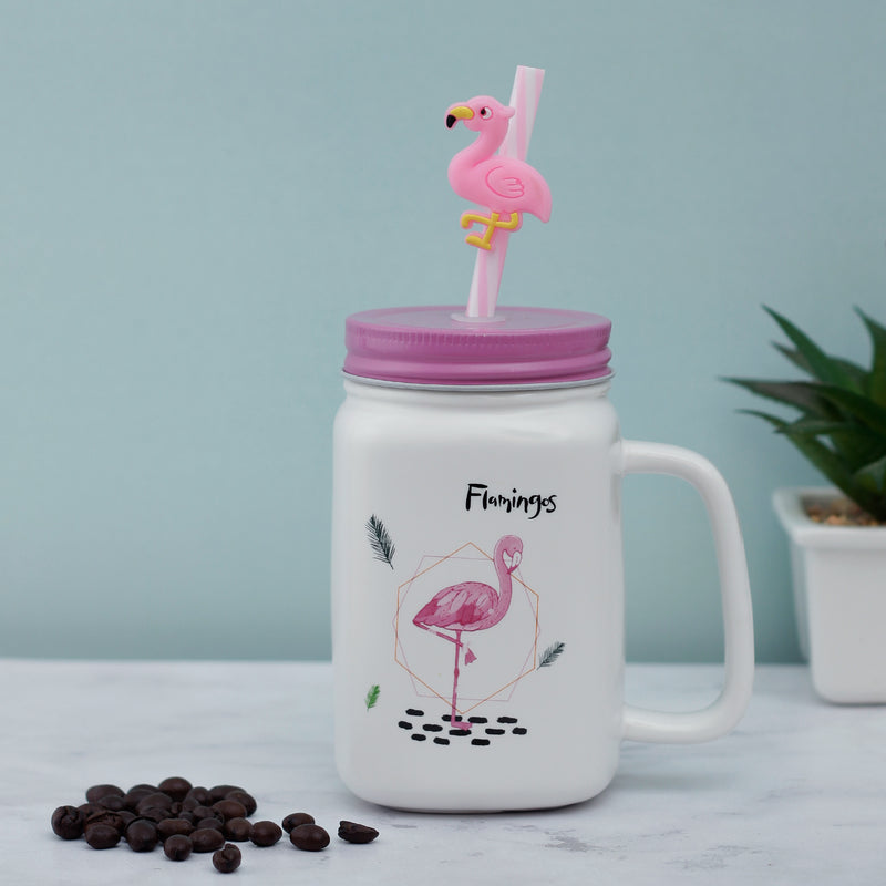 Muddy Flamingo Ceramic Mason Jar