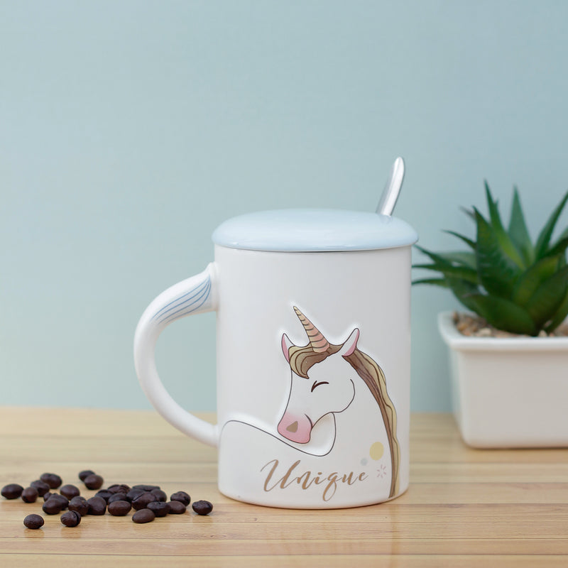 Unique Unicorn Mug with Lid & Spoon
