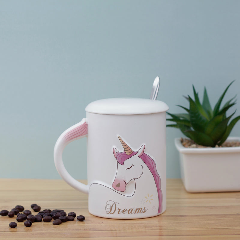Dreams Unicorn Mug with Lid & Spoon