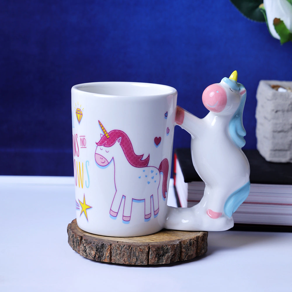 Whimsical Unicorn Handle Mug - Blue