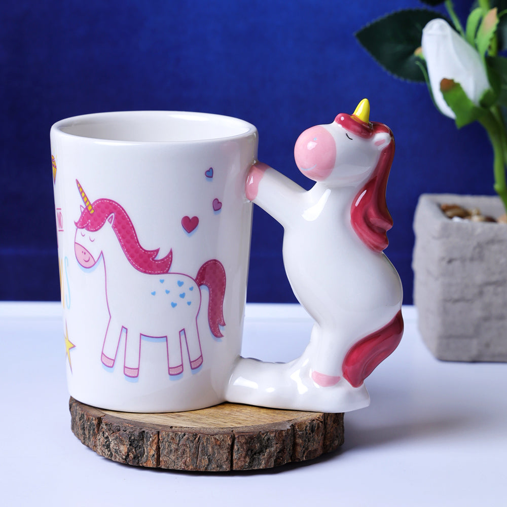 Whimsical Unicorn Handle Mug - Maroon