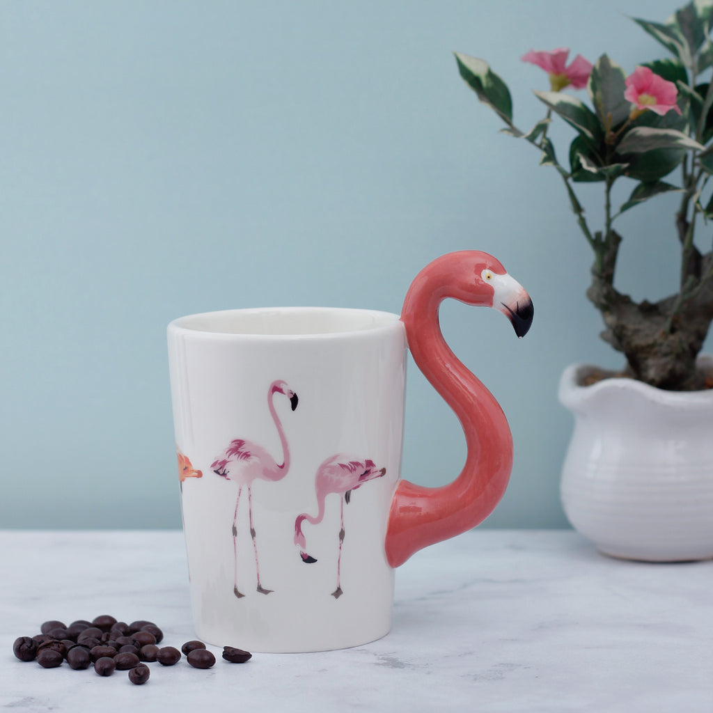 Red Flamingo Handle Mug