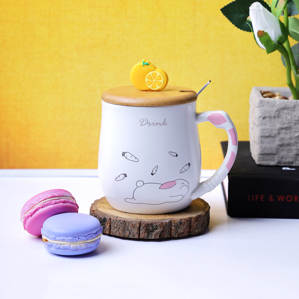 Orange Slice Lid Mug - Rabbit