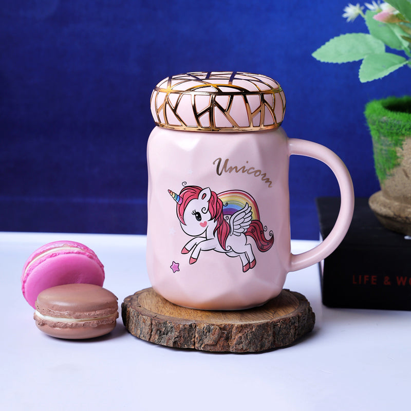 Unicorn Pastel Pink Mason Jar - Rainbow