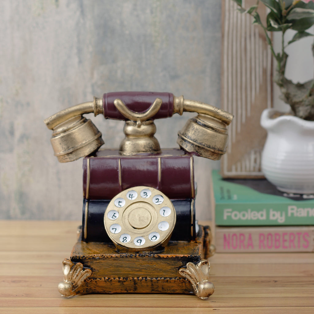 Large Vintage Telephone Decorative Accent - Copper