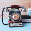 Large Vintage Rustic Telephone Tabletop Clock - Brown