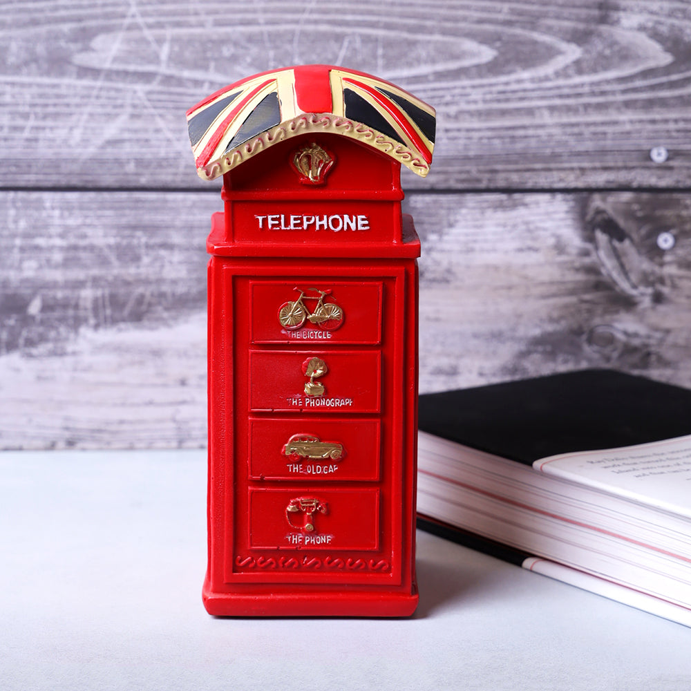 Vintage British Phonebooth Decorative Accent - Red