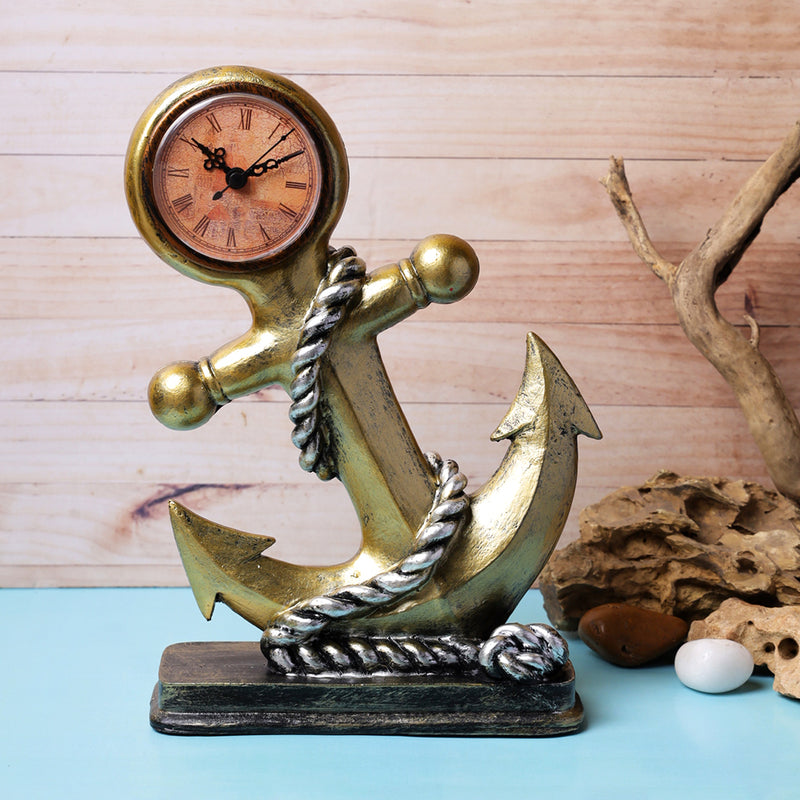 Vintage Anchor Tabletop Clock - Gold