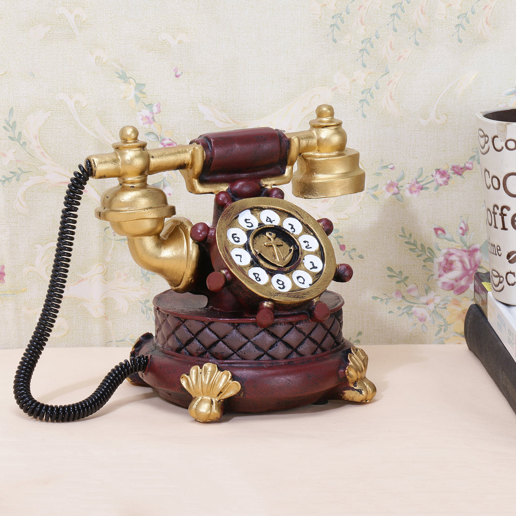 Vintage Telephone Decorative Accent - Brown