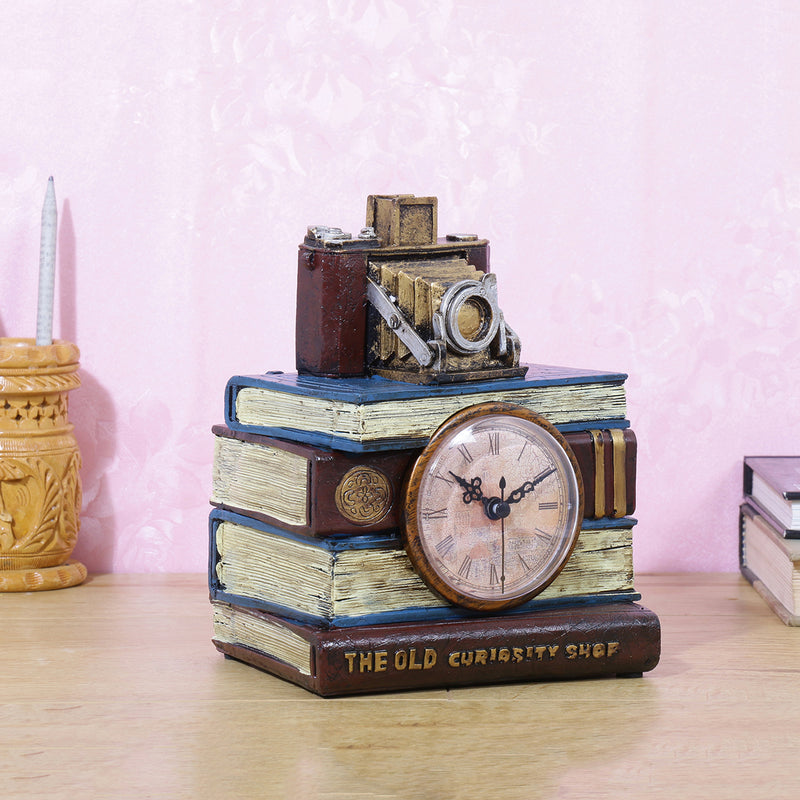 Antique Library Camera Tabletop Clock