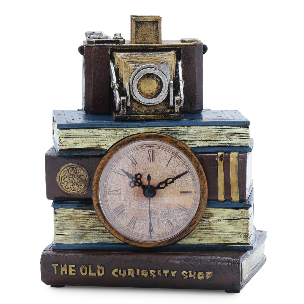 Antique Library Camera Tabletop Clock