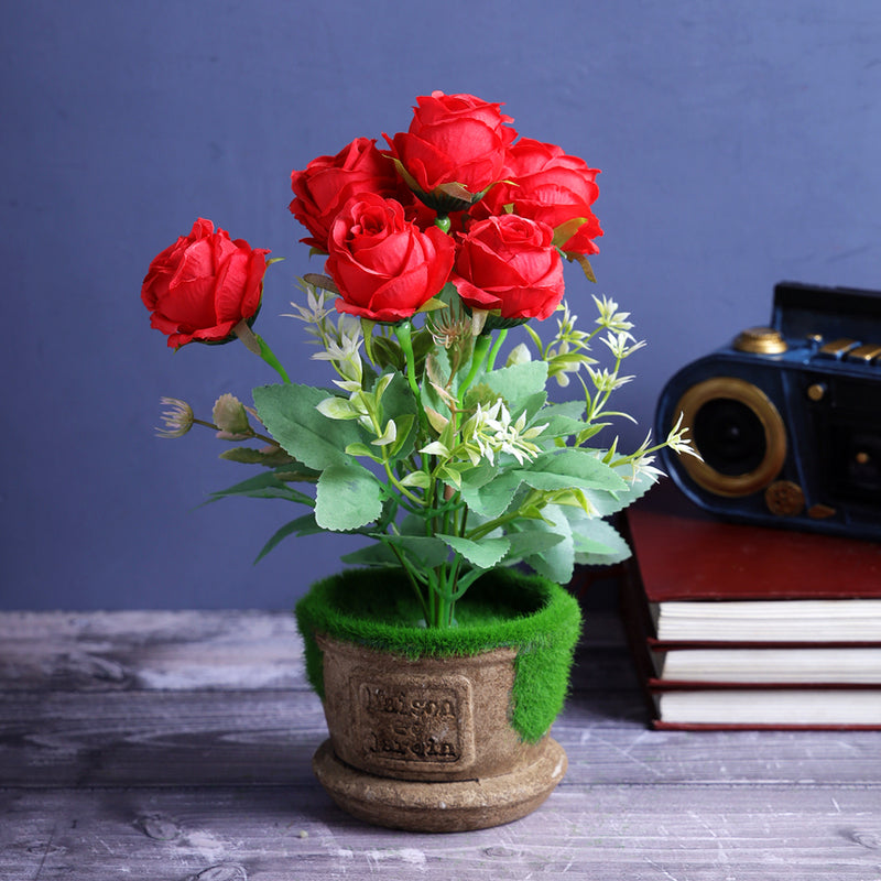 Donna Artificial Flower Pot - Red