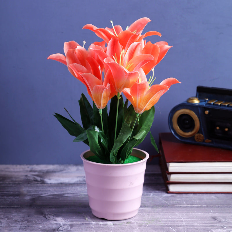 Stella Artificial Flower Pot - Orange