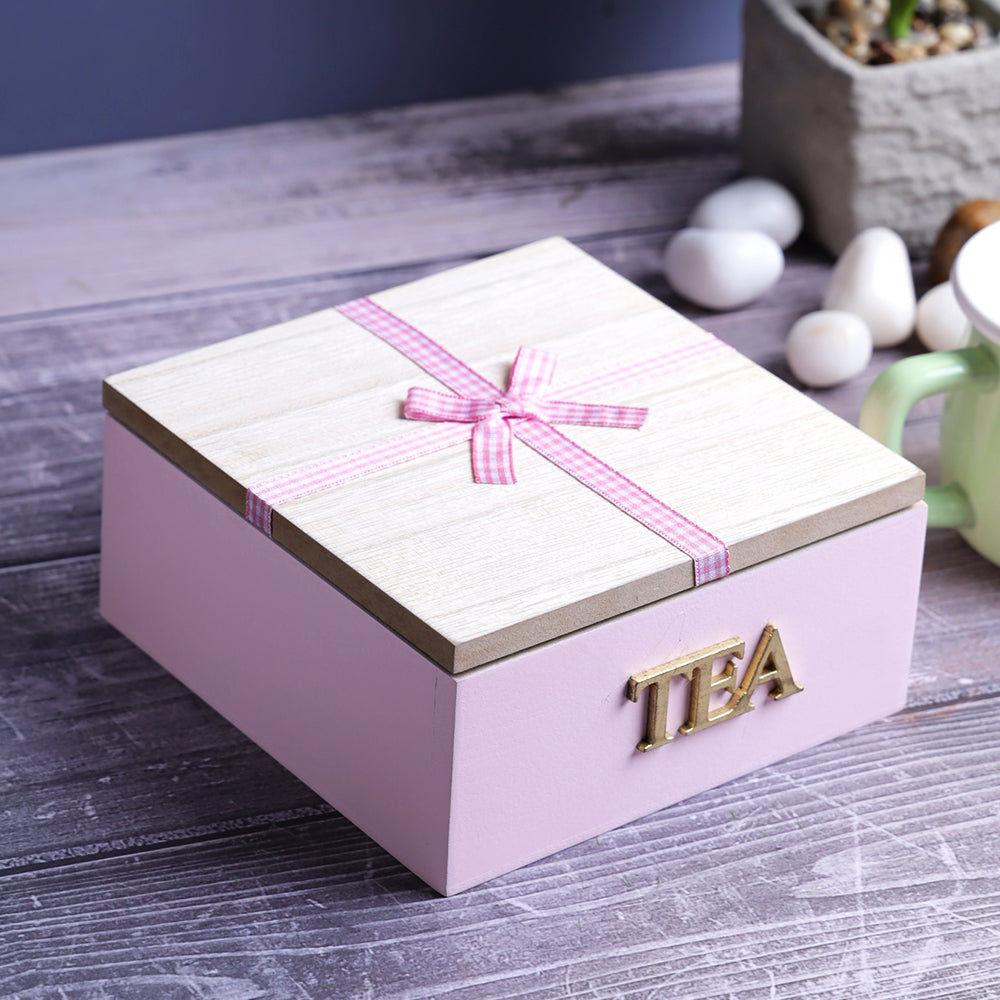 Wooden Tea Storage Gift Box - 4 Compartment
