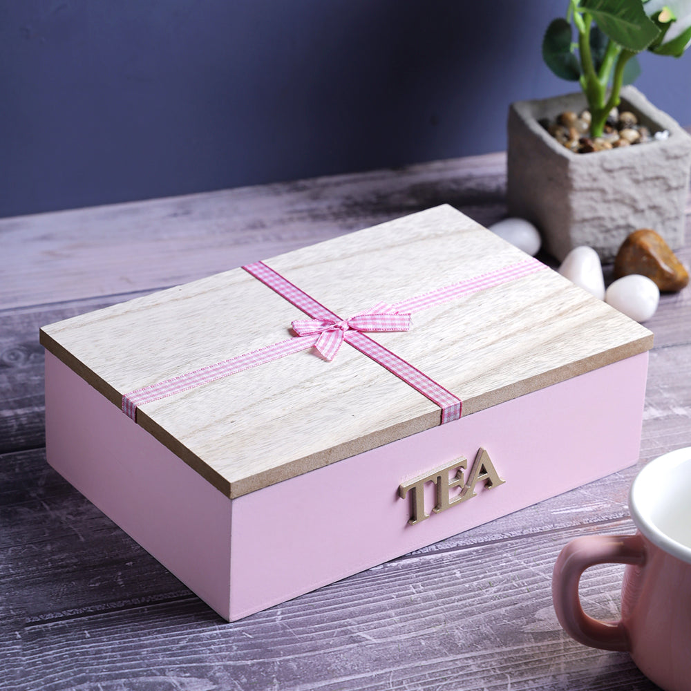 Wooden Tea Storage Gift Box - 6 Compartment