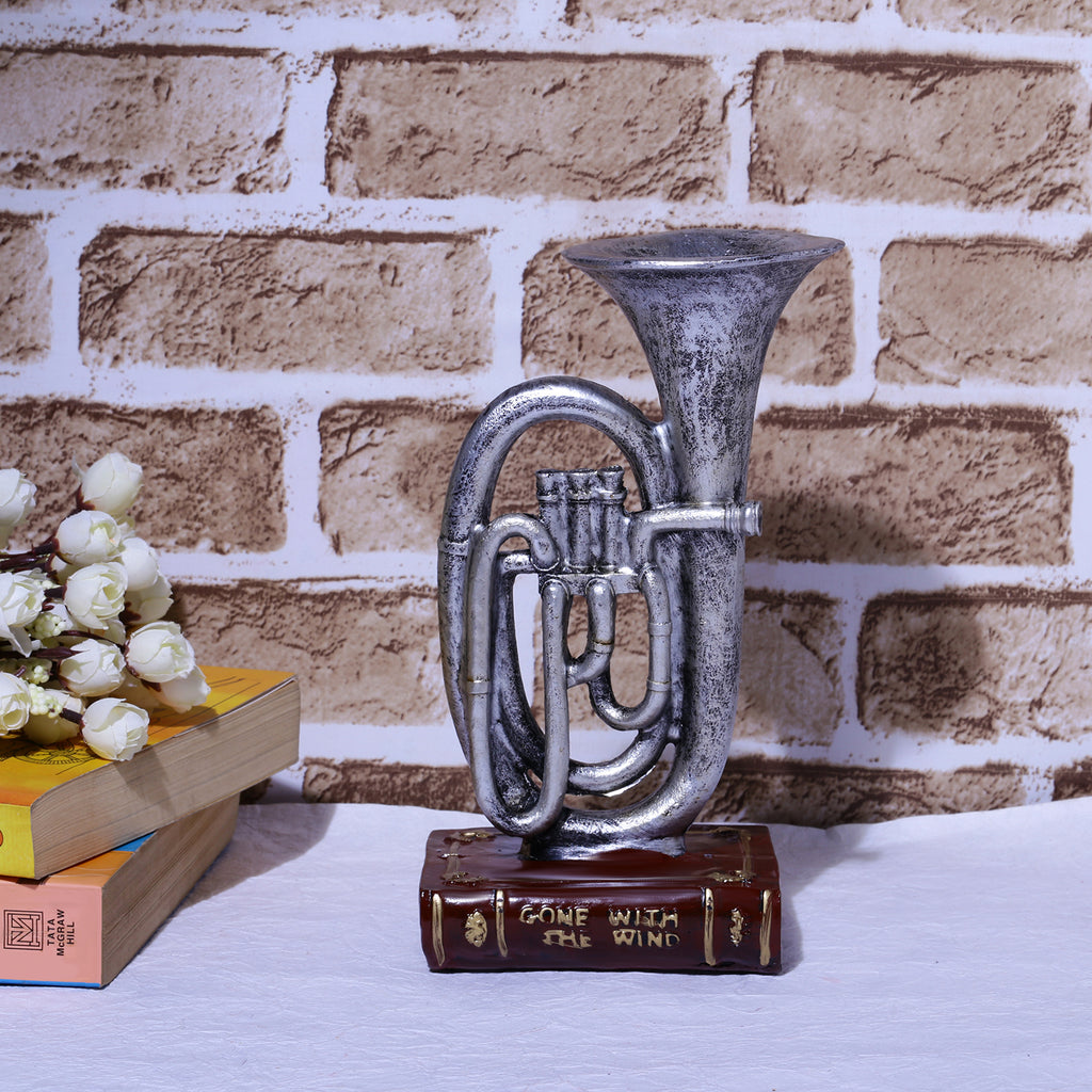 Vintage Trumpet Décor Accent - Silver
