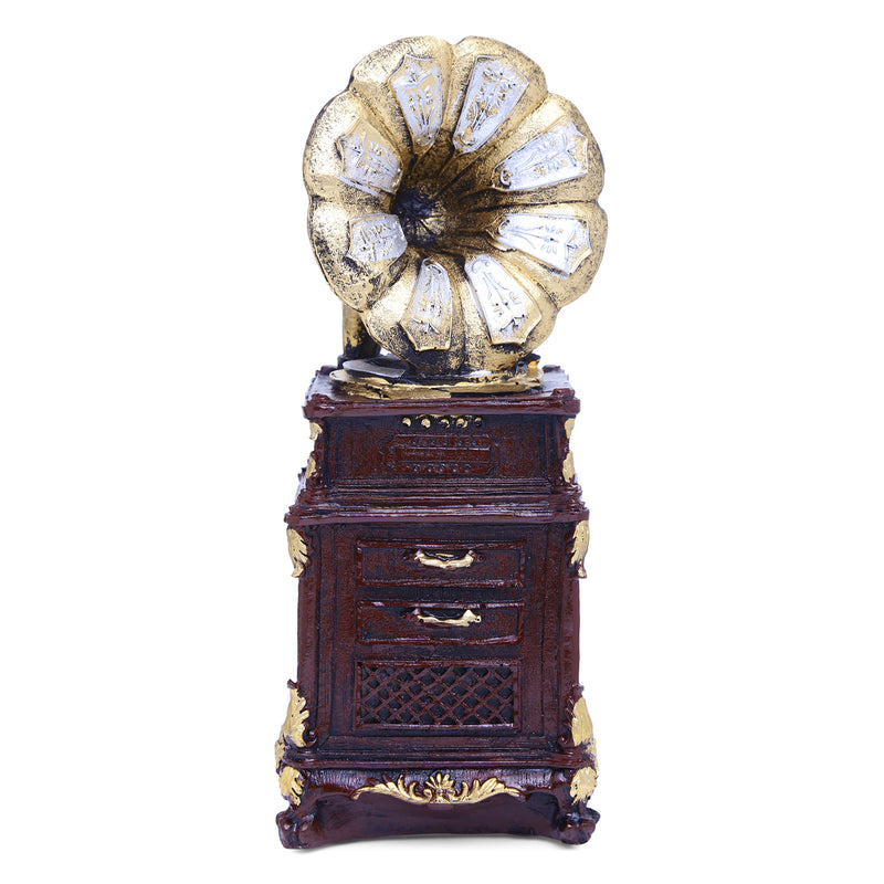 Tall Antique Gramophone Accent - Brown