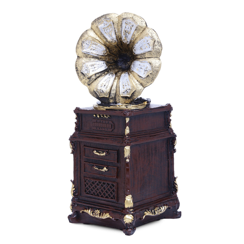 Tall Antique Gramophone Accent - Brown