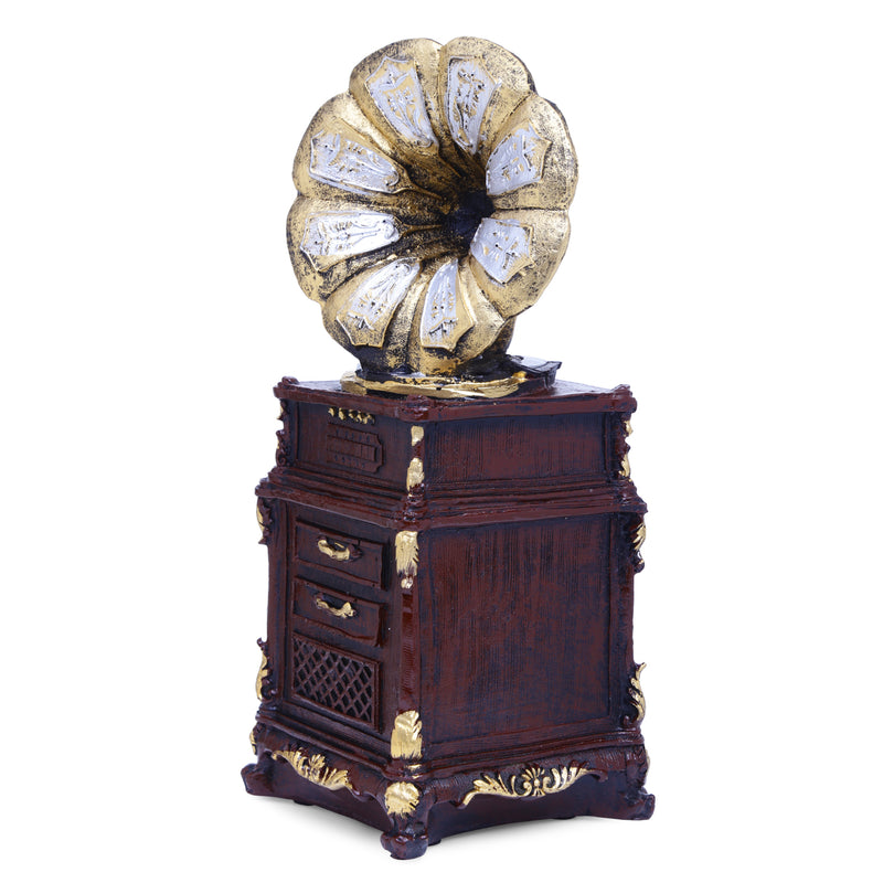 Tall Antique Gramophone Accent - Brown