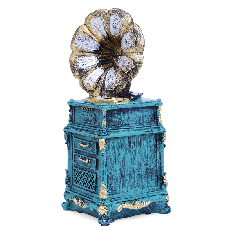 Tall Antique Gramophone Accent - Blue