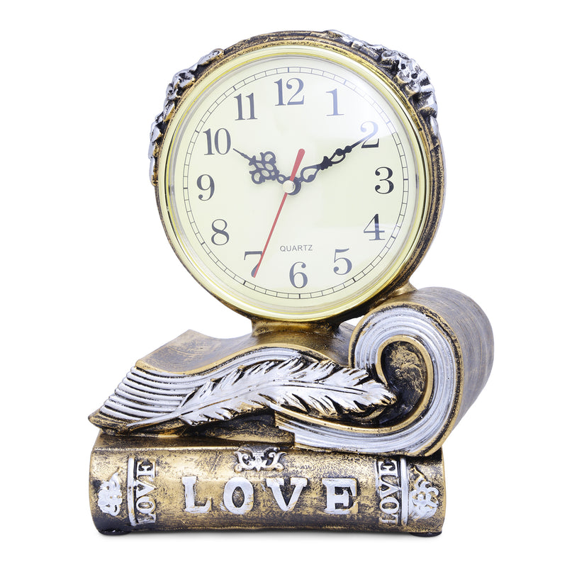 Vintage Books Tabletop Clock - Gold