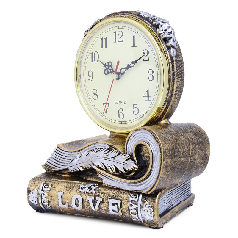 Vintage Books Tabletop Clock - Gold