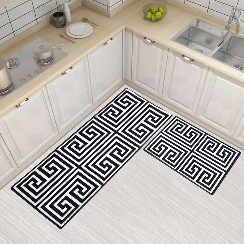 Greek Symmetric Key Floor Mats - Black and White