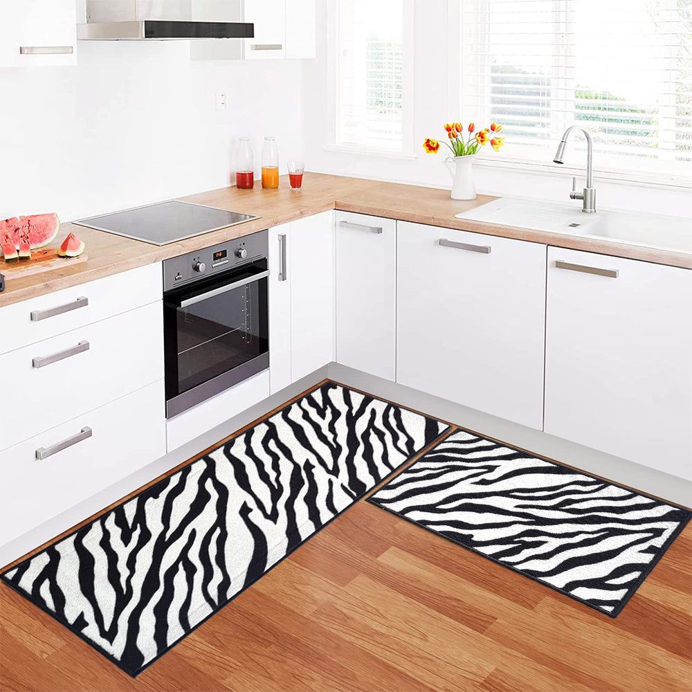 Print Zebra Floor Mats - Black and White