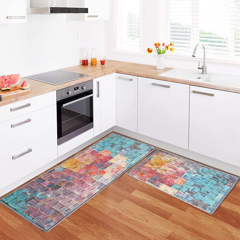 Abstract  Pastel Oil Squares Floor Mats - Pastels