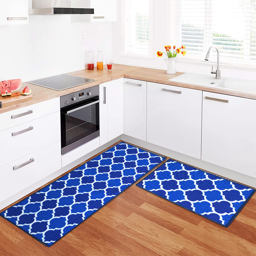 Islamic Trellis Floor Mats - Two Toned Blue