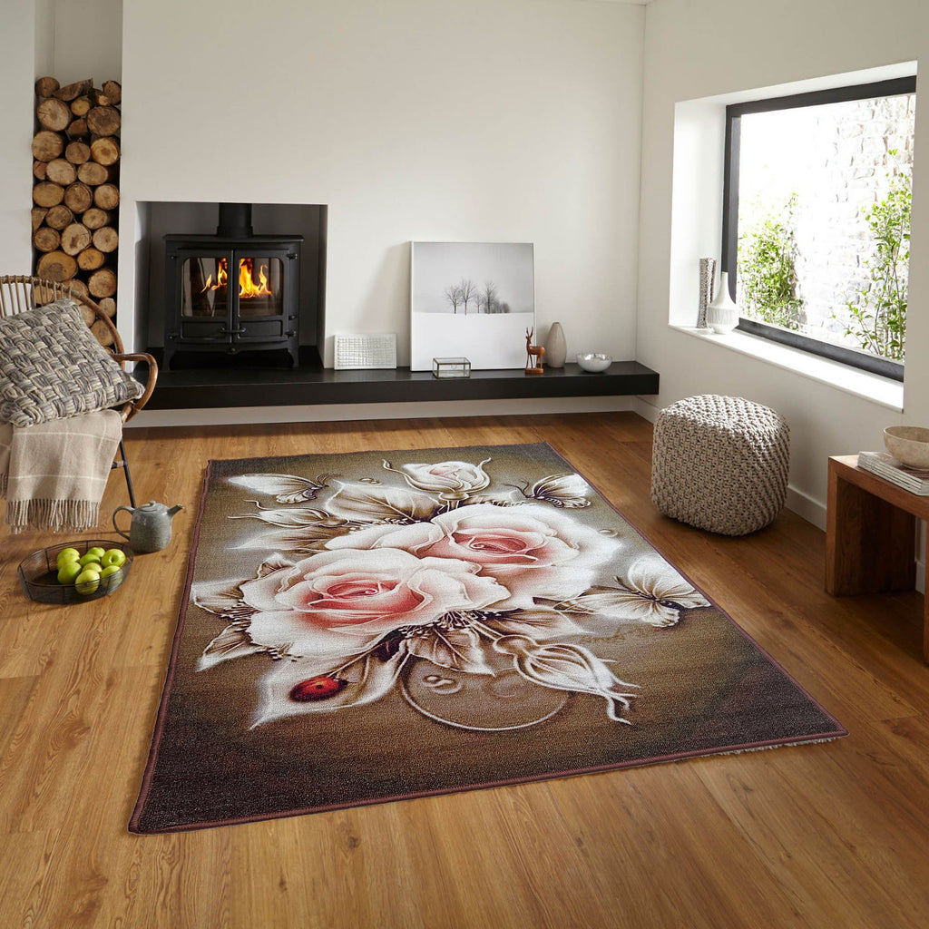3D Vintage Rose Nylon Rug