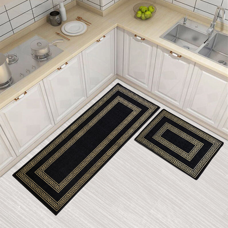 Vintage Greek Double Line Floor Mats (Set of 2)
