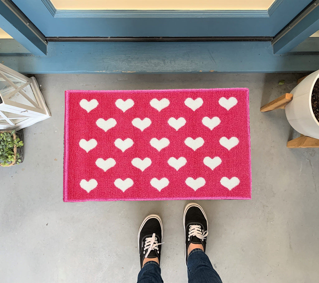 Hearts Door Mat - Pink
