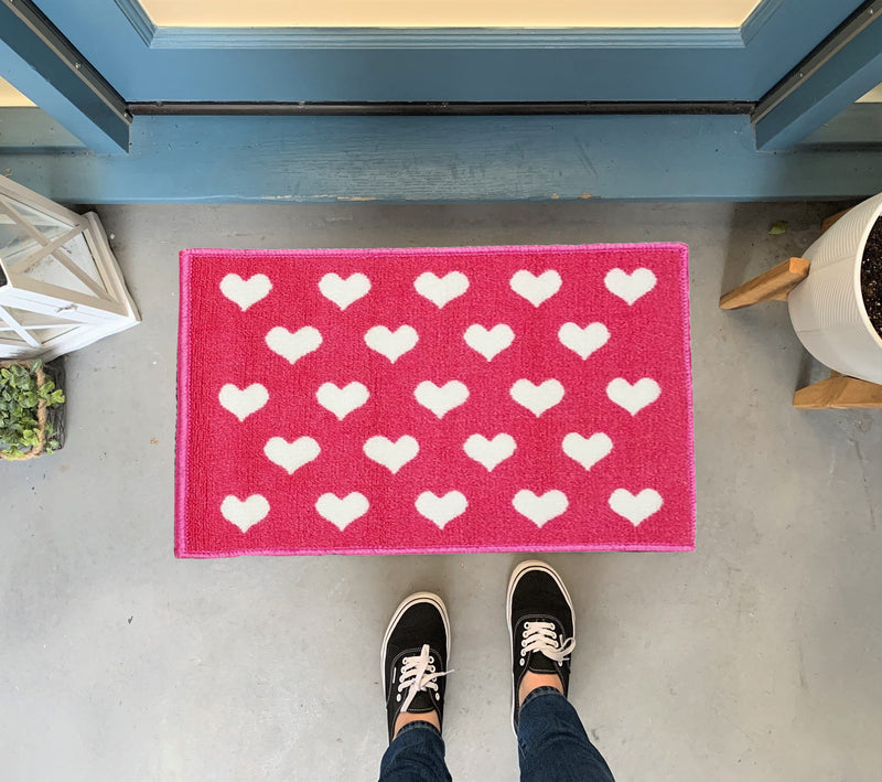 Hearts Door Mat - Pink