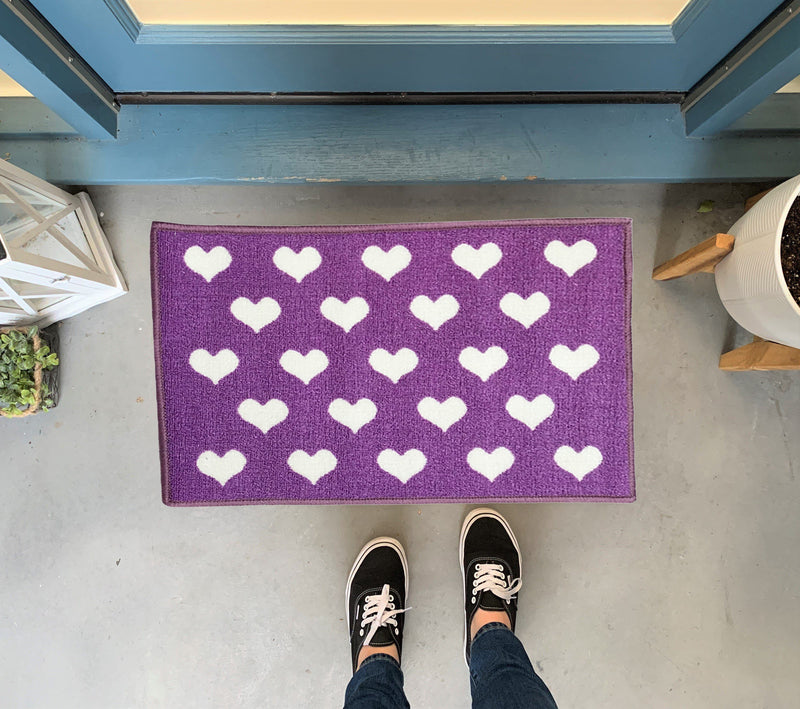 Hearts Door Mat - Purple