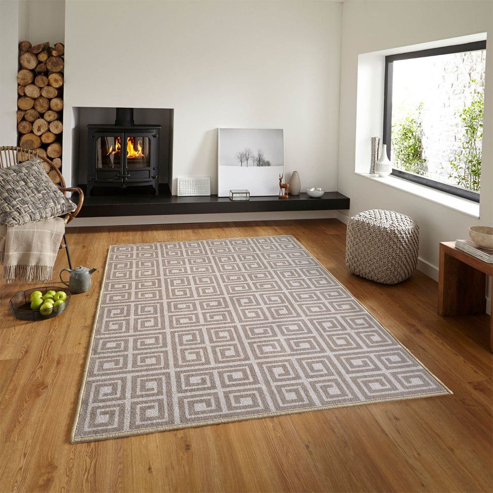 Greek Symmetric Key Rug - Beige