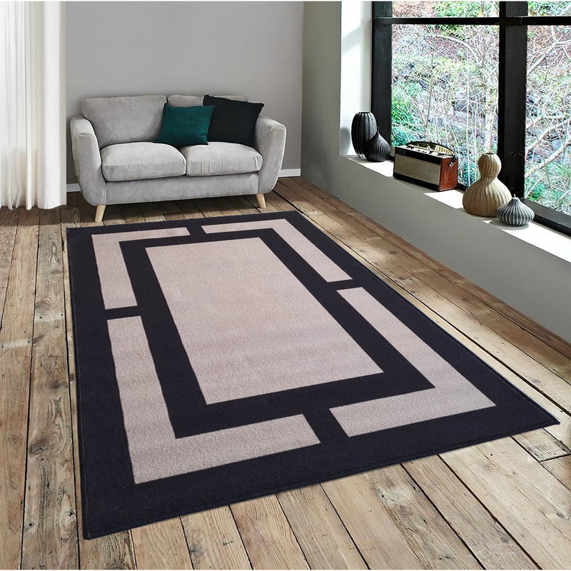 Geometric Rectangle Border Anti-Slip Carpet Rug