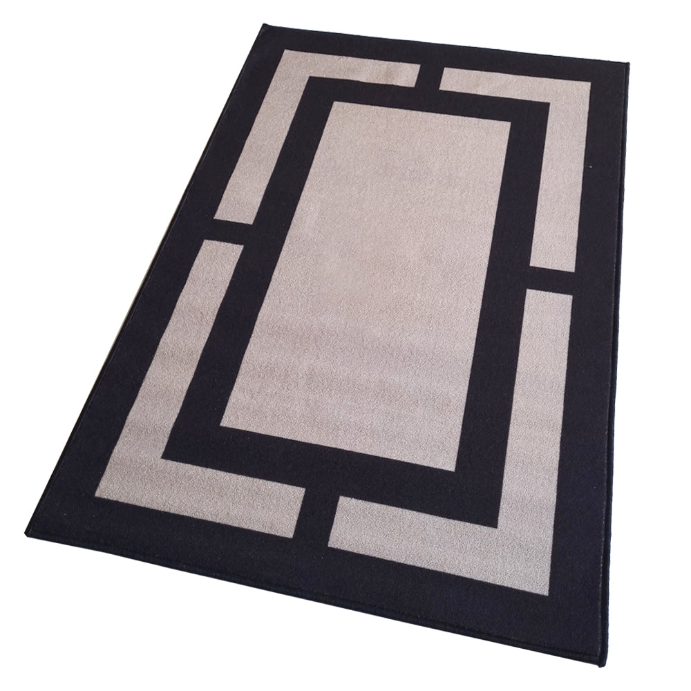 Geometric Rectangle Border Anti-Slip Carpet Rug