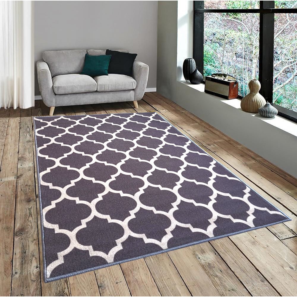 Islamic Trellis Rug- Grey and Beige