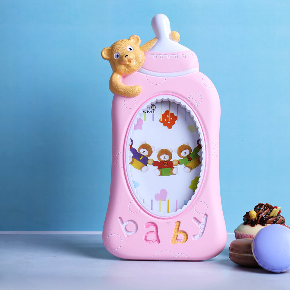 Baby Milk Bottle Photo Frame - Pink