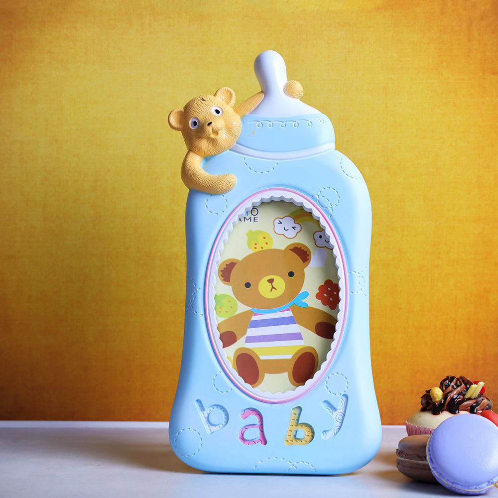 Baby Milk Bottle Photo Frame - Blue