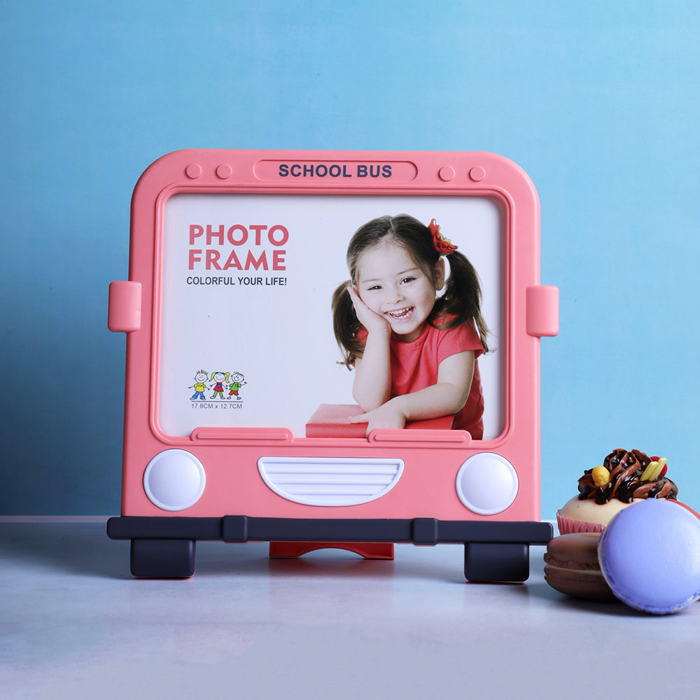 Square School Bus Photo Frame - Pink