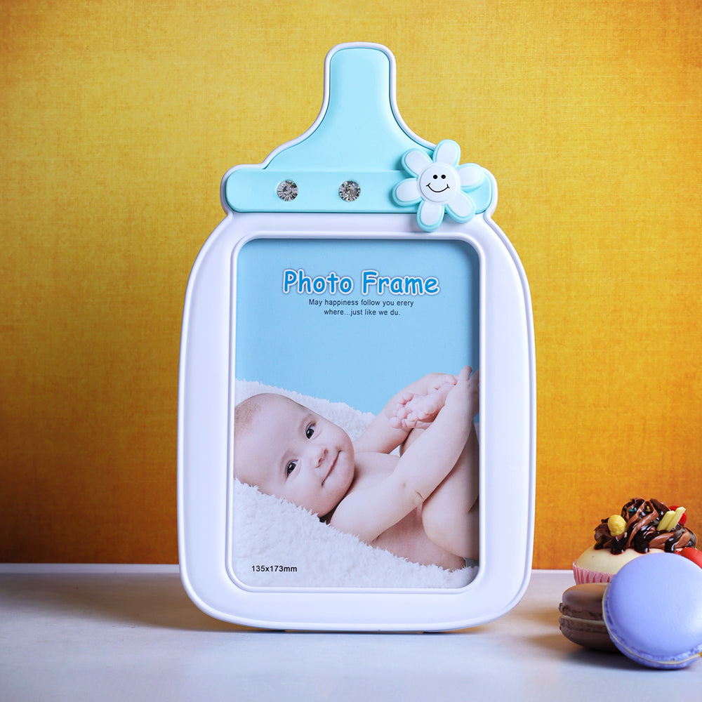 Milk Bottle Photo Frame - Blue